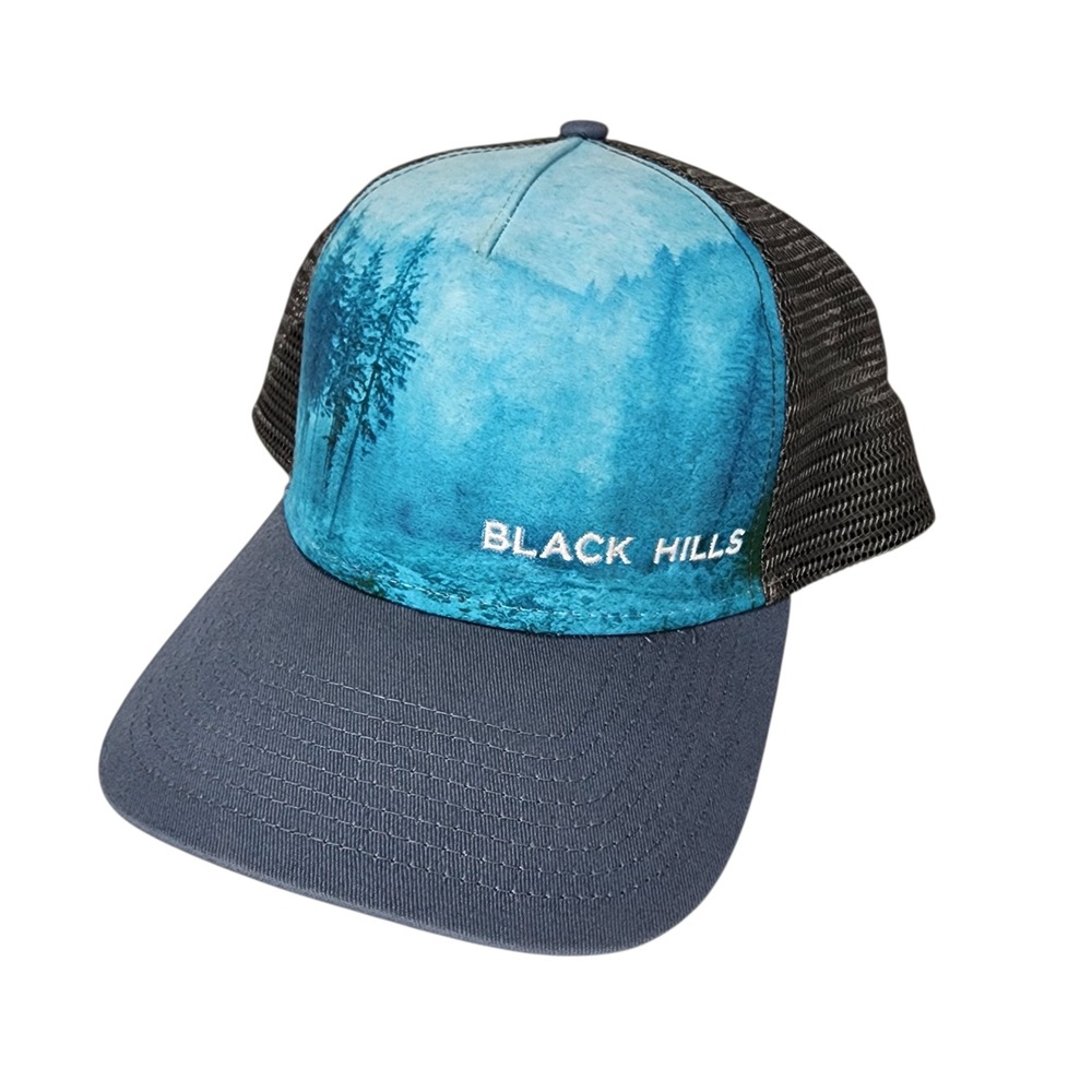 Ouray Sportswear Black Hills Forest  Mountain Scene Mesh Back Trucker‎ Hat